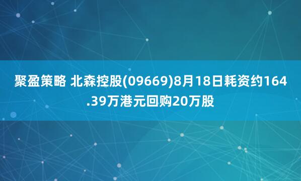聚盈策略 北森控股(09669)8月18日耗资约164.39万港元回购20万股